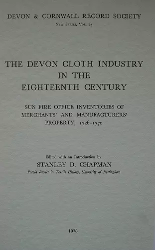 The Devon Cloth Industry in the 18th Century cover