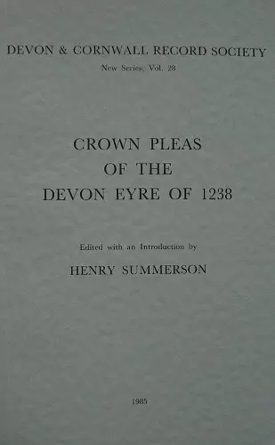 Crown Pleas of the Devon Eyre 1238 cover