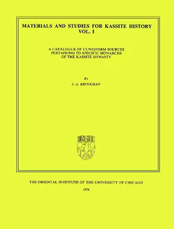 Materials and Studies for Kassite History Volume 1 cover