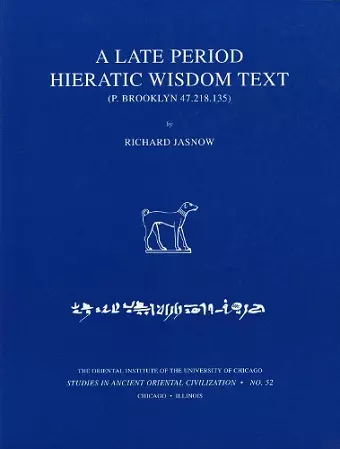 A Late Period Hieratic Wisdom Text (P. Brooklyn 47.218.135) cover