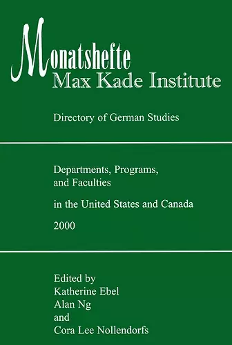 Monatshefte/Max Kade Institute cover