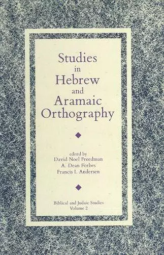 Studies in Hebrew and Aramaic Orthography cover