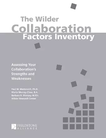 The Wilder Collaboration Factors Inventory cover