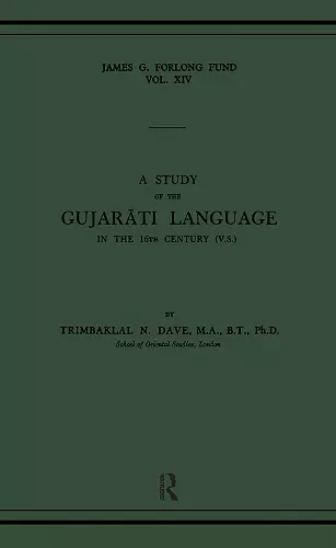 A Study of the Gujarati Language in the XVth Century cover