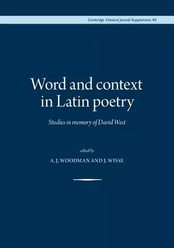 Word and Context in Latin Poetry cover