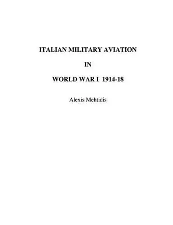 Italian Military Aviation in World War I 1914-1918 cover