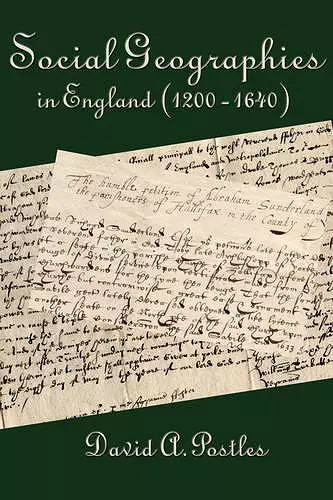 Social Geographies in England (1200-1640) cover