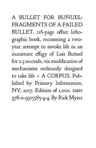 Rick Myers: A Bullet for Bu�uel cover