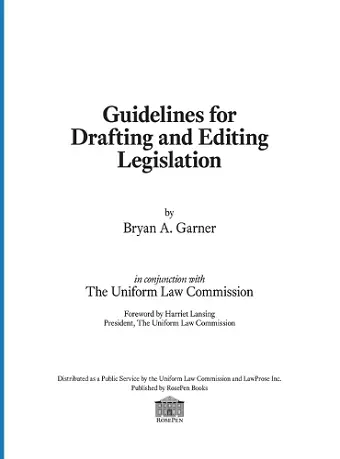 Guidelines for Drafting and Editing Legislation cover