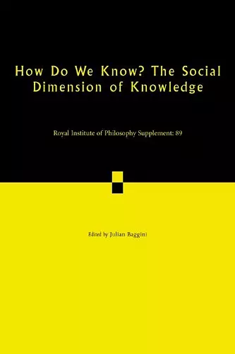 How Do We Know? The Social Dimension of Knowledge: Volume 89 cover