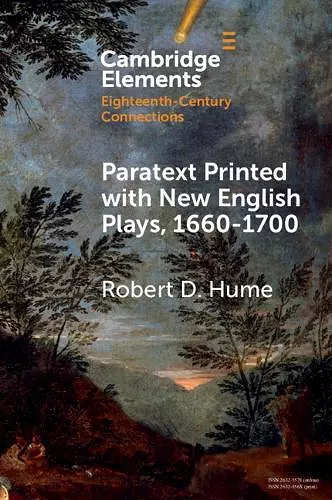 Paratext Printed with New English Plays, 1660–1700 cover