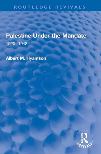 Palestine Under the Mandate cover