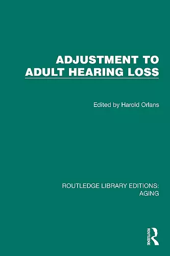 Adjustment to Adult Hearing Loss cover