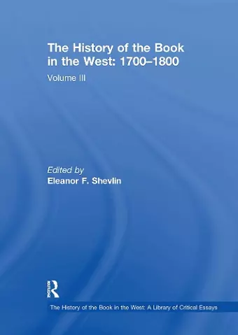 The History of the Book in the West: 1700�1800 cover