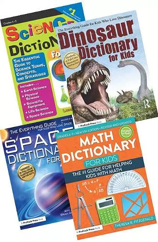 The Everything Guides for Kids - Math, Science, Space and Dinosaur Dictionary Book Bundle cover