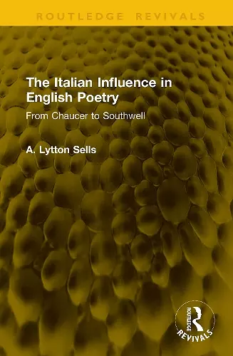 The Italian Influence in English Poetry cover
