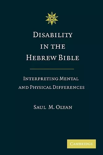 Disability in the Hebrew Bible cover