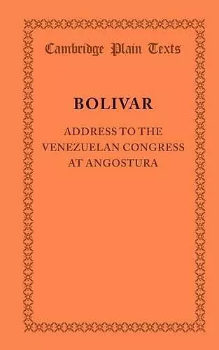 Address to the Venezuelan Congress at Angostura cover