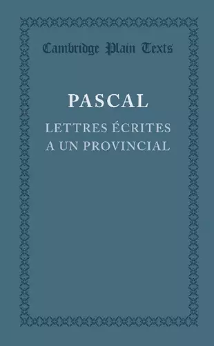 Lettres écrites a un provincial cover