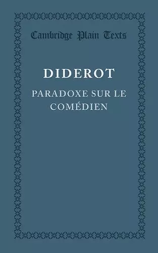 Paradoxe sur le Comedien cover