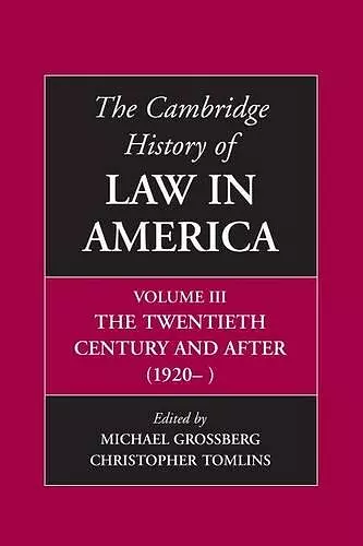 The Cambridge History of Law in America cover