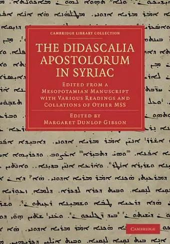 The Didascalia Apostolorum in Syriac cover