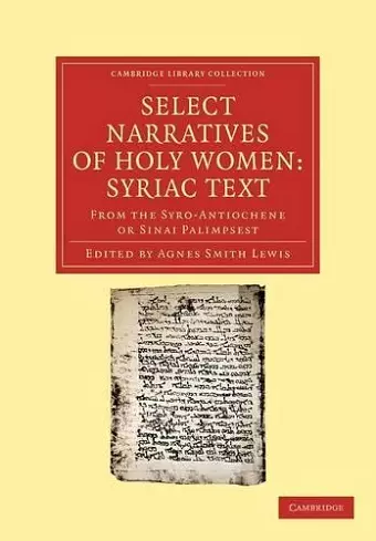 Select Narratives of Holy Women: Syriac Text cover