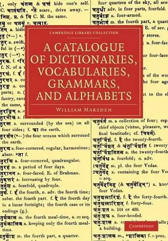 A Catalogue of Dictionaries, Vocabularies, Grammars, and Alphabets cover