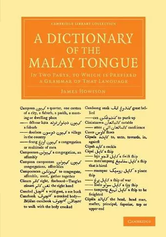 A Dictionary of the Malay Tongue cover