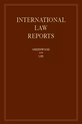 International Law Reports: Volume 174 cover