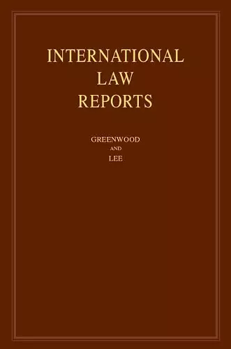 International Law Reports: Volume 177 cover