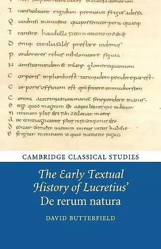 The Early Textual History of Lucretius' De rerum natura cover