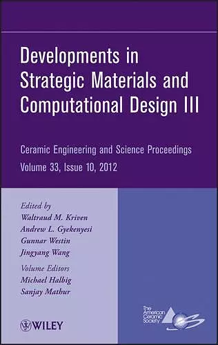 Developments in Strategic Materials and Computational Design III, Volume 33, Issue 10 cover