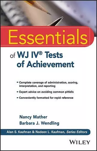 Essentials of WJ IV Tests of Achievement cover