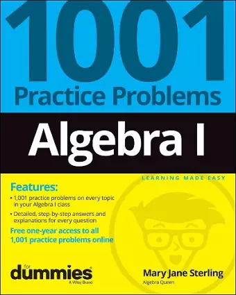 Algebra I: 1001 Practice Problems For Dummies (+ Free Online Practice) cover