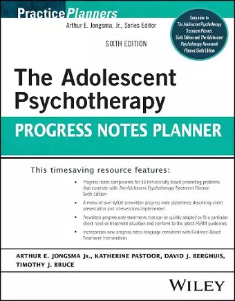 The Adolescent Psychotherapy Progress Notes Planner cover