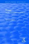 Privacy: Studies in Social and Cultural History cover