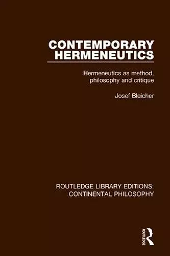 Contemporary Hermeneutics cover