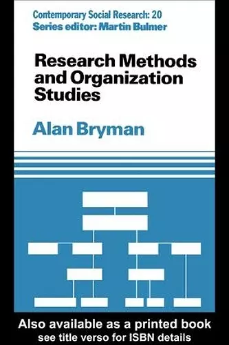 Research Methods and Organization Studies cover