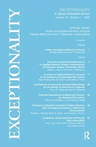 Autism and Applied Behavior Analysis cover