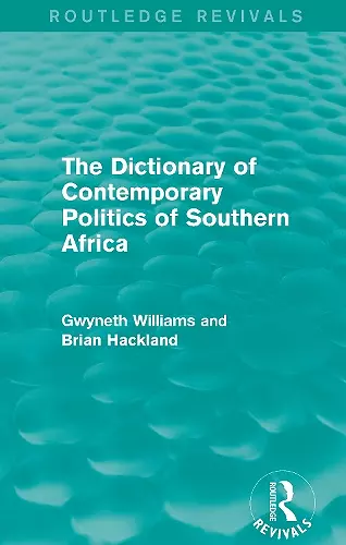 The Dictionary of Contemporary Politics of Southern Africa cover