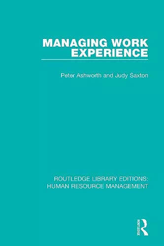 Managing Work Experience cover