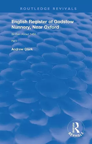 English Register of Godstow Nunnery, Near Oxford cover
