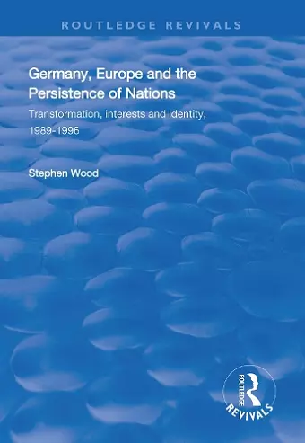 Germany, Europe and the Persistence of Nations cover