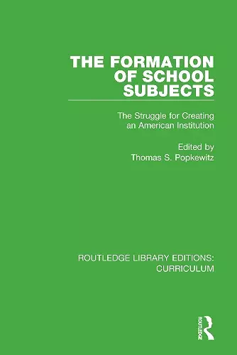 The Formation of School Subjects cover