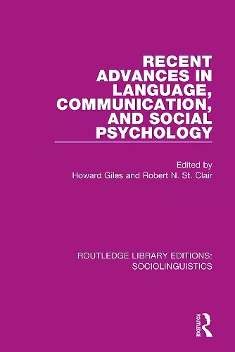 Recent Advances in Language, Communication, and Social Psychology cover