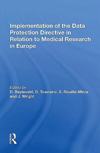 Implementation of the Data Protection Directive in Relation to Medical Research in Europe cover