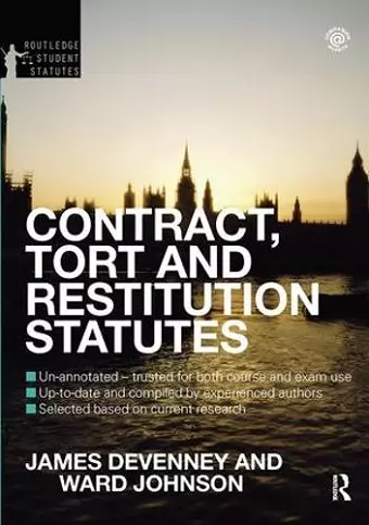 Contract, Tort and Restitution Statutes 2012-2013 cover