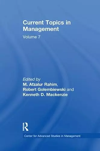 Current Topics in Management cover