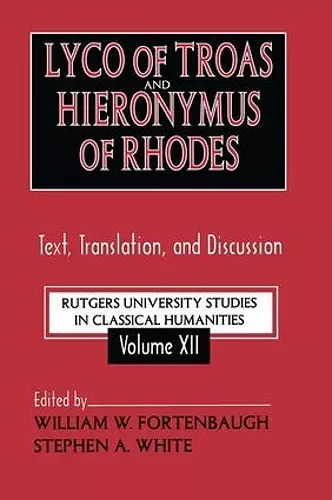 Lyco of Troas and Hieronymus of Rhodes cover